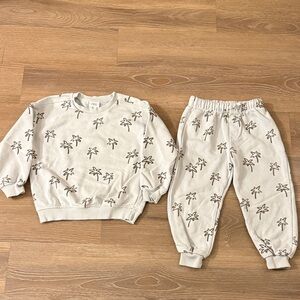Palm Tree Print Sweatshirt and Joggers Set